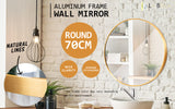 NNEDSZ 2 Set Wall Mirror Round Aluminum Frame Bathroom 70cm GOLD