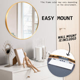 NNEDSZ 2 Set Wall Mirror Round Aluminum Frame Bathroom 70cm GOLD