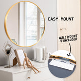 NNEDSZ Wall Mirror Round Aluminum Frame Bathroom 80cm GOLD