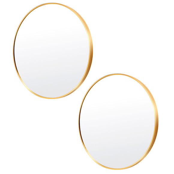 NNEDSZ 2 Set Wall Mirror Round Aluminum Frame Bathroom 80cm GOLD