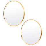 NNEDSZ 2 Set Wall Mirror Round Aluminum Frame Bathroom 80cm GOLD