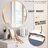NNEDSZ 2 Set Wall Mirror Round Aluminum Frame Bathroom 80cm GOLD