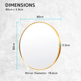 NNEDSZ 2 Set Wall Mirror Round Aluminum Frame Bathroom 80cm GOLD