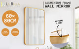 NNEDSZ Wall Mirror Rectangular Aluminum Frame Bathroom 60x80cm GOLD