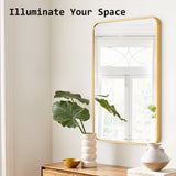 NNEDSZ Wall Mirror Rectangular Aluminum Frame Bathroom 60x80cm GOLD