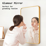 NNEDSZ Wall Mirror Rectangular Aluminum Frame Bathroom 60x80cm GOLD