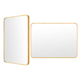 NNEDSZ 2 Set Wall Mirror Rectangular Aluminum Frame Bathroom 60x80cm GOLD