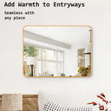 NNEDSZ 2 Set Wall Mirror Rectangular Aluminum Frame Bathroom 60x80cm GOLD