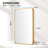 NNEDSZ 2 Set Wall Mirror Rectangular Aluminum Frame Bathroom 60x80cm GOLD