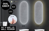 NNEDSZ 2 Set LED Wall Mirror Oval Anti-Fog Bathroom 45x100cm