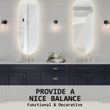 NNEDSZ 2 Set LED Wall Mirror Oval Anti-Fog Bathroom 45x100cm