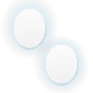 NNEDSZ 2 Set LED Wall Mirror Round Anti-Fog Bathroom 50cm
