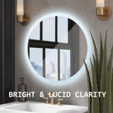 NNEDSZ 2 Set LED Wall Mirror Round Anti-Fog Bathroom 50cm