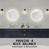 NNEDSZ 2 Set LED Wall Mirror Round Anti-Fog Bathroom 50cm
