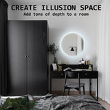 NNEDSZ 2 Set LED Wall Mirror Round Anti-Fog Bathroom 50cm