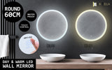 NNEDSZ LED Wall Mirror Round Anti-Fog Bathroom 60cm