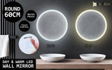 NNEDSZ 2 Set LED Wall Mirror Round Anti-Fog Bathroom 60cm