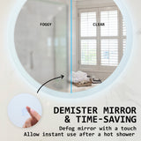 NNEDSZ 2 Set LED Wall Mirror Round Anti-Fog Bathroom 60cm