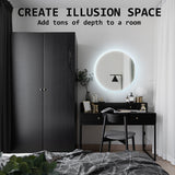 NNEDSZ 2 Set LED Wall Mirror Round Anti-Fog Bathroom 60cm