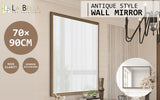 NNEDSZ Wall Mirror Rectangular Frame Bathroom 70x90cm Antique Brown