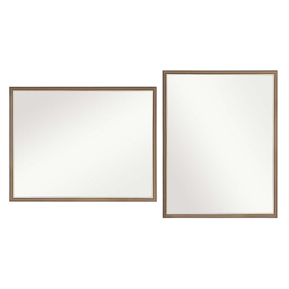 NNEDSZ 2 Set Wall Mirror Rectangular Frame Bathroom 70x90cm Antique Brown