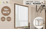 NNEDSZ 2 Set Wall Mirror Rectangular Frame Bathroom 70x90cm Antique Brown
