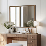 NNEDSZ 2 Set Wall Mirror Rectangular Frame Bathroom 70x90cm Antique Brown