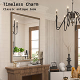NNEDSZ 2 Set Wall Mirror Rectangular Frame Bathroom 70x90cm Antique Brown