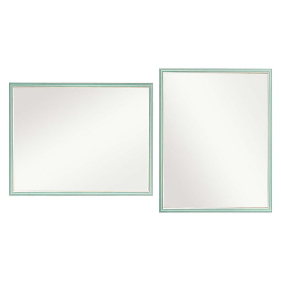 NNEDSZ 2 Set Wall Mirror Rectangular Frame Bathroom 70x90cm Turquoise