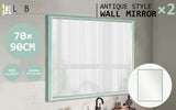 NNEDSZ 2 Set Wall Mirror Rectangular Frame Bathroom 70x90cm Turquoise