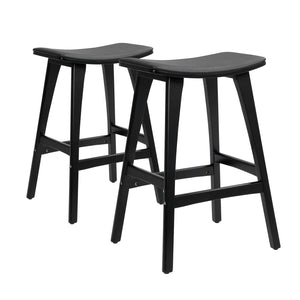 NNEDSZ 2X Wooden Bar Stool Padded PU Leather Dining Chair KANSO 65cm BLACK