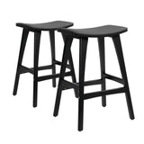 NNEDSZ 2X Wooden Bar Stool Padded PU Leather Dining Chair KANSO 65cm BLACK