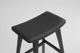 NNEDSZ 2X Wooden Bar Stool Padded PU Leather Dining Chair KANSO 65cm BLACK