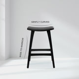 NNEDSZ 2X Wooden Bar Stool Padded PU Leather Dining Chair KANSO 65cm BLACK