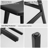 NNEDSZ 2X Wooden Bar Stool Padded PU Leather Dining Chair KANSO 65cm BLACK