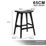 NNEDSZ 2X Wooden Bar Stool Padded PU Leather Dining Chair KANSO 65cm BLACK