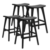 NNEDSZ 4X Wooden Bar Stool Padded PU Leather Dining Chair KANSO 65cm BLACK