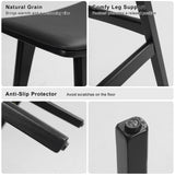 NNEDSZ 4X Wooden Bar Stool Padded PU Leather Dining Chair KANSO 65cm BLACK