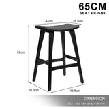 NNEDSZ 4X Wooden Bar Stool Padded PU Leather Dining Chair KANSO 65cm BLACK