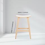 NNEDSZ 2X Wooden Bar Stool Padded Fabric Dining Chair KANSO 65cm BEIGE