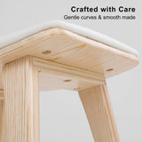 NNEDSZ 2X Wooden Bar Stool Padded Fabric Dining Chair KANSO 65cm BEIGE