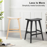 NNEDSZ 2X Wooden Bar Stool Padded Fabric Dining Chair KANSO 65cm BEIGE