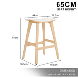 NNEDSZ 2X Wooden Bar Stool Padded Fabric Dining Chair KANSO 65cm BEIGE