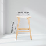 NNEDSZ 4X Wooden Bar Stool Padded Fabric Dining Chair KANSO 65cm BEIGE