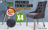 NNEDSZ 4X French Provincial Dining Chair Oak Leg AMOUR BLACK