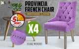 NNEDSZ 4X French Provincial Dining Chair Oak Leg AMOUR VIOLET