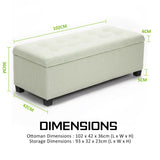 NNEDSZ Storage Ottoman Stool 102cm Fabric LIGHT GREEN