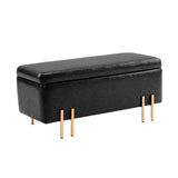 NNEDSZ Storage Ottoman Stool Bench Seat 97cm PU Leather BLACK