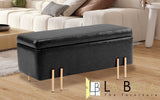 NNEDSZ Storage Ottoman Stool Bench Seat 97cm PU Leather BLACK