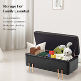 NNEDSZ Storage Ottoman Stool Bench Seat 97cm PU Leather BLACK